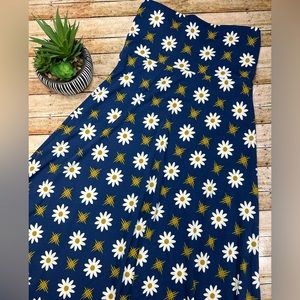 Navy Daisy w/ Yellow bursts Maxi Skirt (extra small, Xs vintage Lularoe) 💙💛🤍